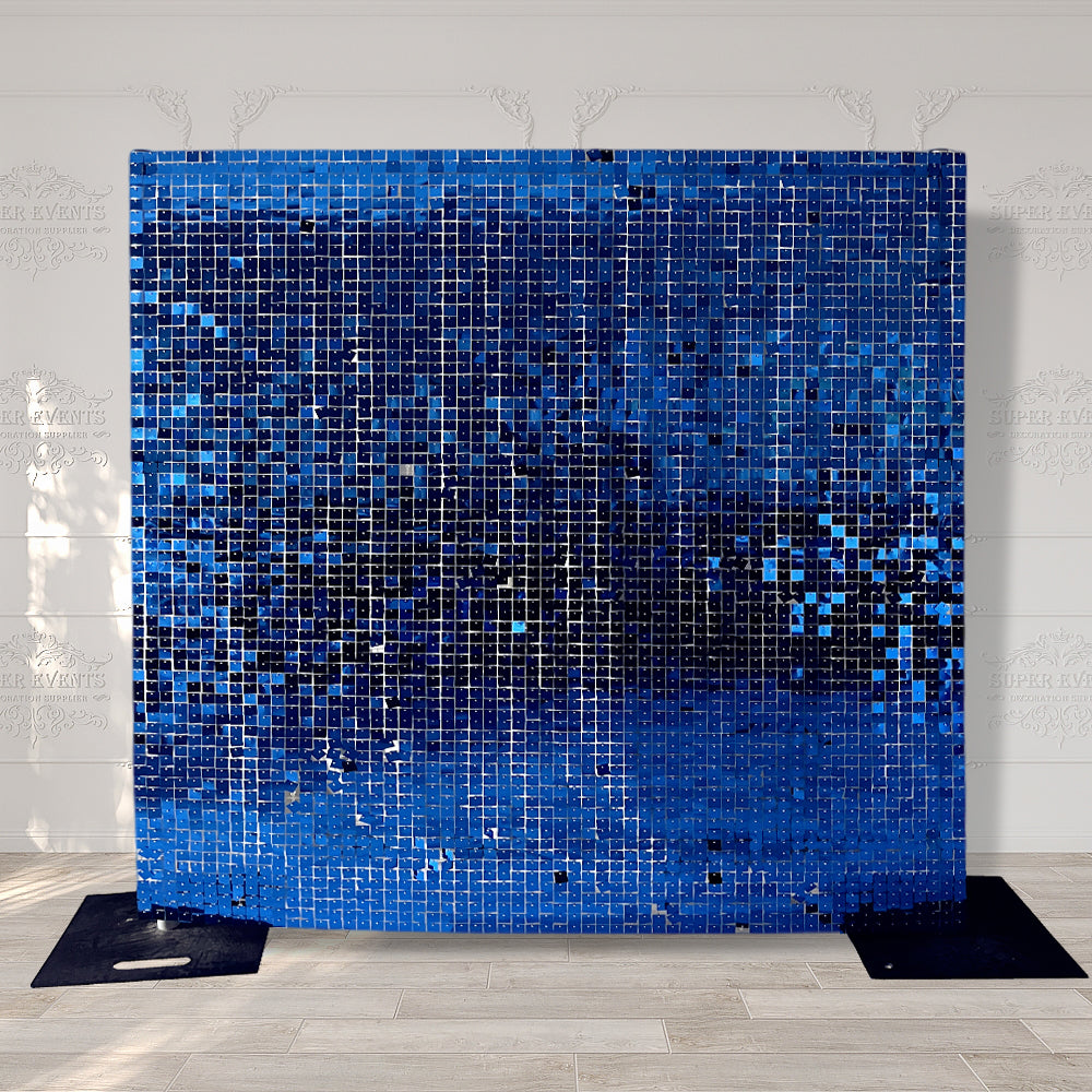 Easy Connect Shimmer Wall Panels / Transparent Grid Backing & Square Sequins - Royal Blue