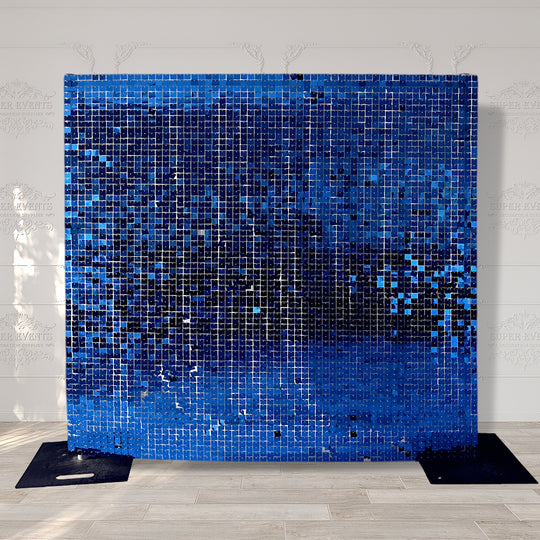 Easy Connect Shimmer Wall Panels / Transparent Grid Backing &amp; Square Sequins - Royal Blue