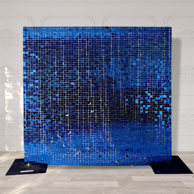Easy Connect Shimmer Wall Panels / Transparent Grid Backing & Square Sequins - Royal Blue