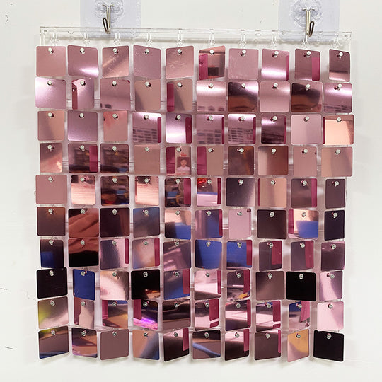 Shimmer Wall Panels / Clip Hole Backing &amp; Square Sequins - Rose Gold