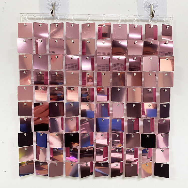 Shimmer Wall Panels / Clip Hole Backing & Square Sequins - Rose Gold
