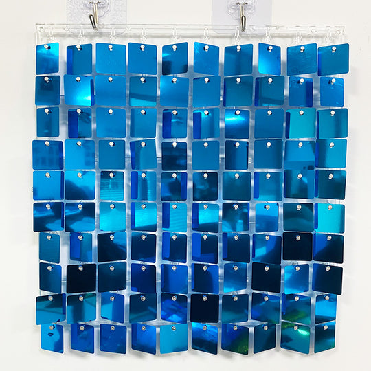Shimmer Wall Panels / Clip Hole Backing &amp; Square Sequins - Aqua Blue