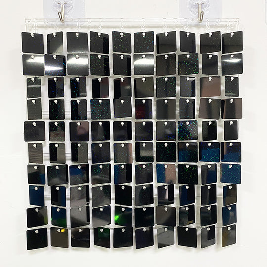 Shimmer Wall Panels / Clip Hole Backing &amp; Square Sequins - Laser Black