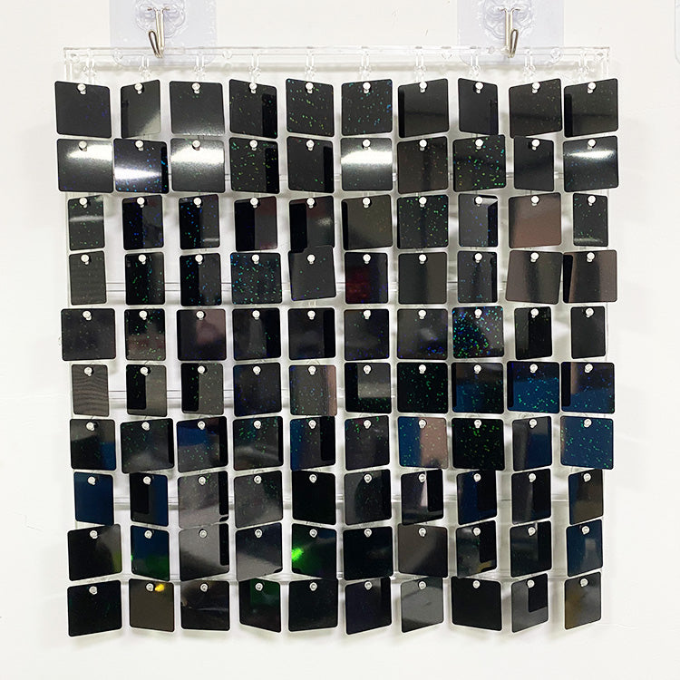 Shimmer Wall Panels / Clip Hole Backing & Square Sequins - Laser Black