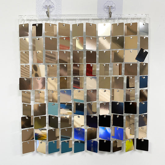 Shimmer Wall Panels / Clip Hole Backing &amp; Square Sequins - Light Champagne