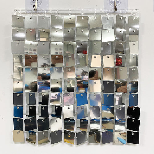 Shimmer Wall Panels / Clip Hole Backing &amp; Square Sequins - Silver