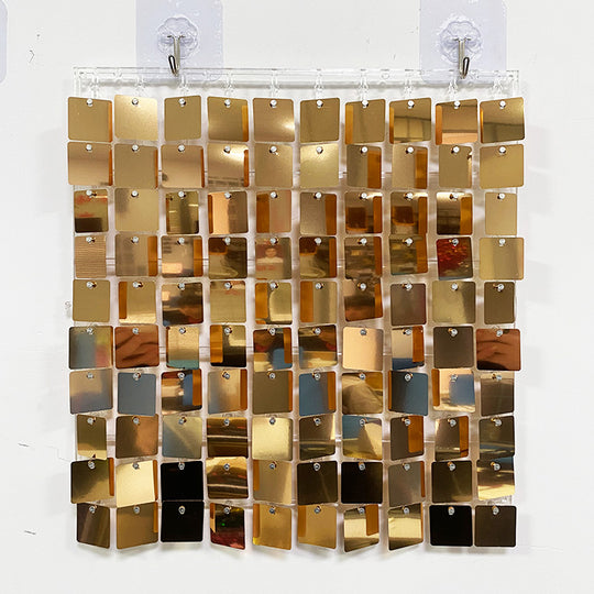 Shimmer Wall Panels / Clip Hole Backing &amp; Square Sequins - Deep Champagne