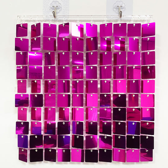 Shimmer Wall Panels / Clip Hole Backing &amp; Square Sequins - Purple Red
