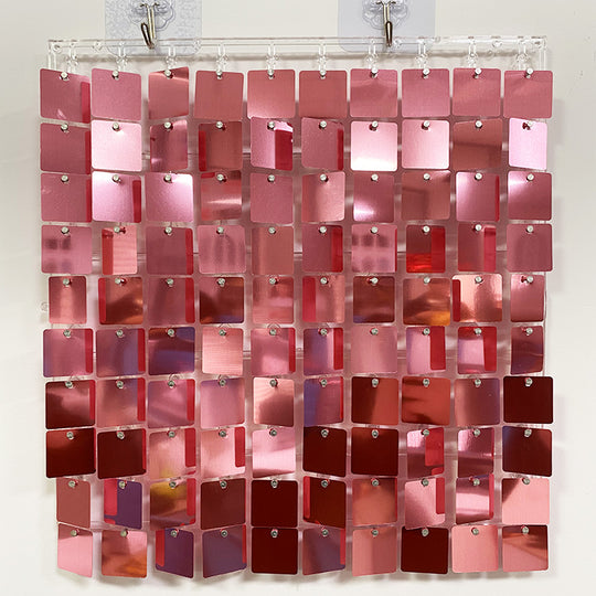Shimmer Wall Panels / Clip Hole Backing &amp; Square Sequins - Rose Pink