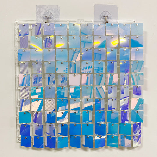 Shimmer Wall Panels / Clip Hole Backing &amp; Square Sequins - Dream Blue