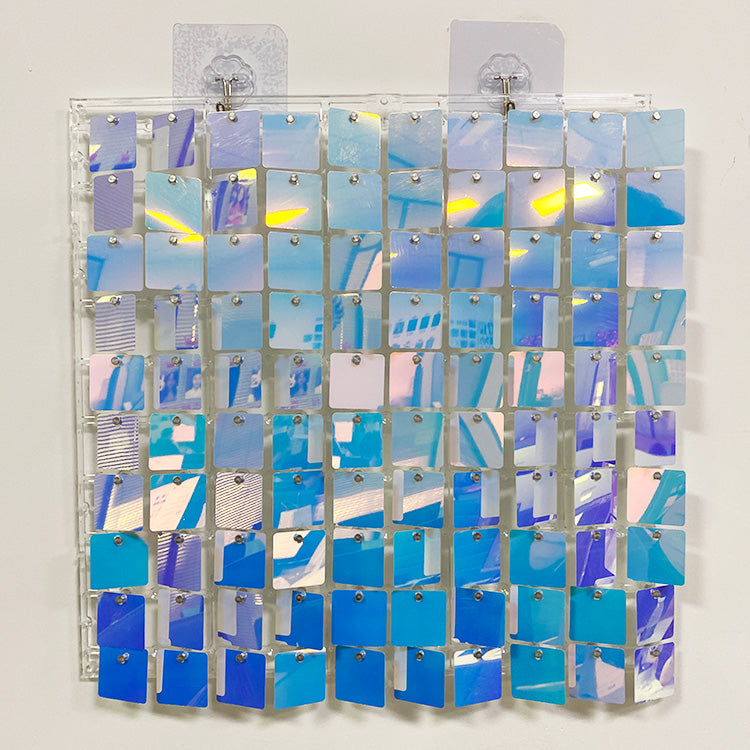 Shimmer Wall Panels / Clip Hole Backing & Square Sequins - Dream Blue