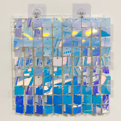 Shimmer Wall Panels / Clip Hole Backing & Square Sequins - Dream Blue