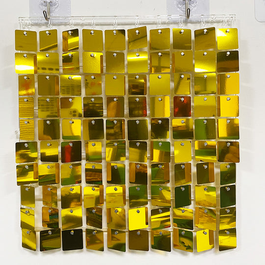 Shimmer Wall Panels / Clip Hole Backing &amp; Square Sequins - Regular Gold