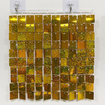 Shimmer Wall Panels / Clip Hole Backing & Square Sequins - Laser Deep Gold