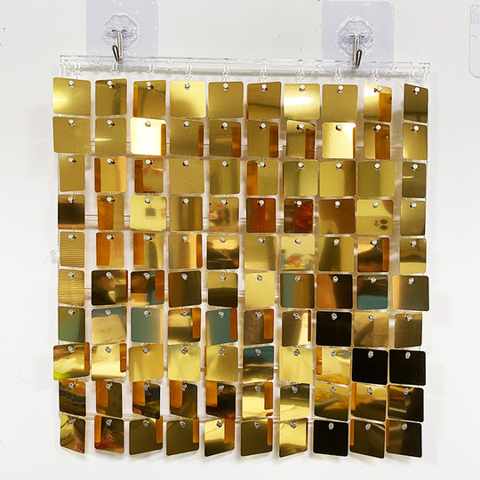 Shimmer Wall Panels / Clip Hole Backing &amp; Square Sequins - Brozen Gold