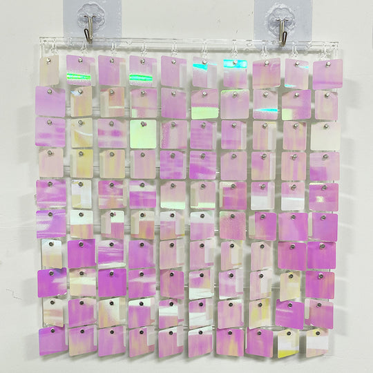 Shimmer Wall Panels / Clip Hole Backing &amp; Square Sequins - Lemon Pink