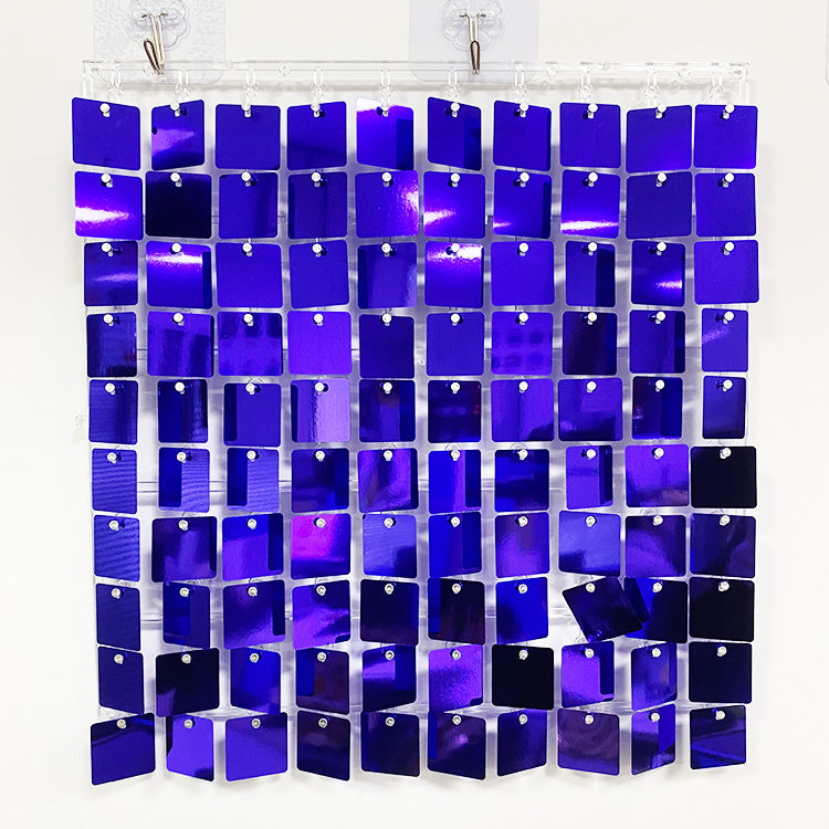 Shimmer Wall Panels / Clip Hole Backing & Square Sequins - Blue Purple