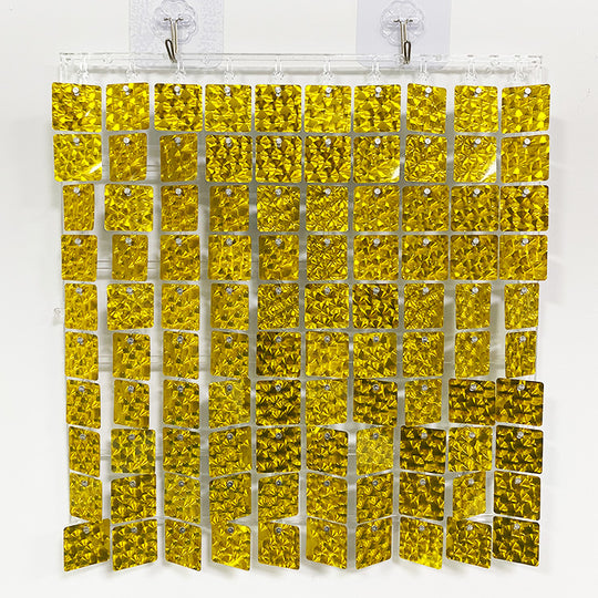 Shimmer Wall Panels / Clip Hole Backing &amp; Square Sequins - Bubble Gold