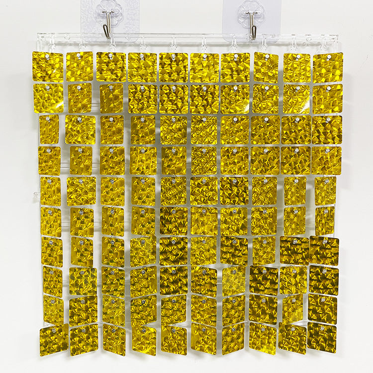 Shimmer Wall Panels / Clip Hole Backing & Square Sequins - Bubble Gold