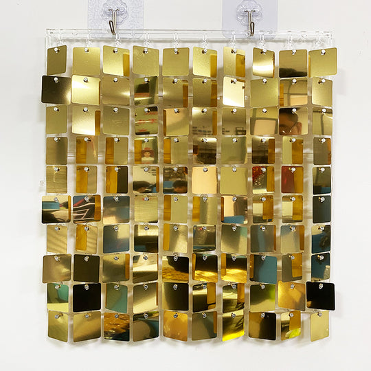 Shimmer Wall Panels / Clip Hole Backing &amp; Square Sequins - Light Gold