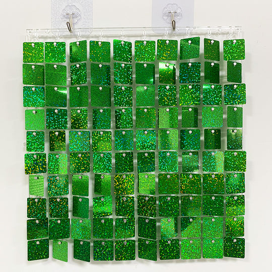 Shimmer Wall Panels / Clip Hole Backing &amp; Square Sequins - Laser Green