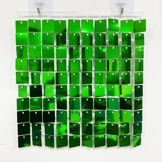 Shimmer Wall Panels / Clip Hole Backing &amp; Square Sequins - Green