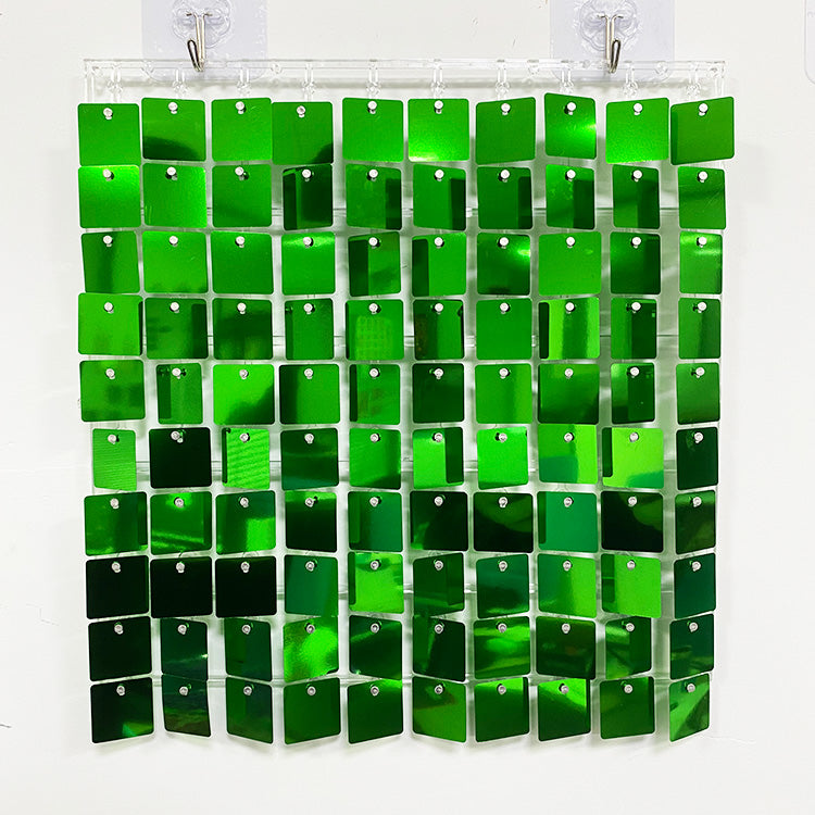 Shimmer Wall Panels / Clip Hole Backing & Square Sequins - Green