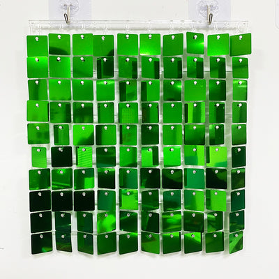 Shimmer Wall Panels / Clip Hole Backing & Square Sequins - Green