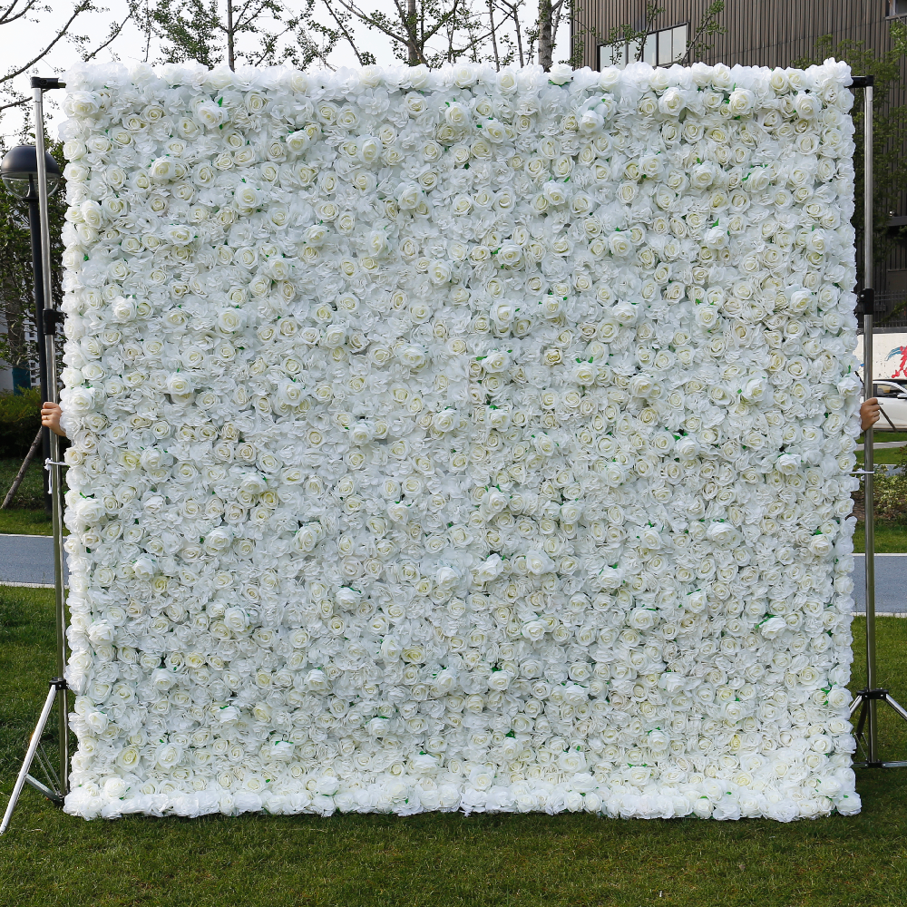 BD-034 2D Fabric Artificial Flower Backdrop Rolling Up Curtain Flower Wall - 8ft*8ft