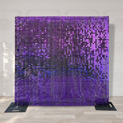Easy Connect Shimmer Wall Panels / Transparent Grid Backing & Square Sequins - Blue Purple
