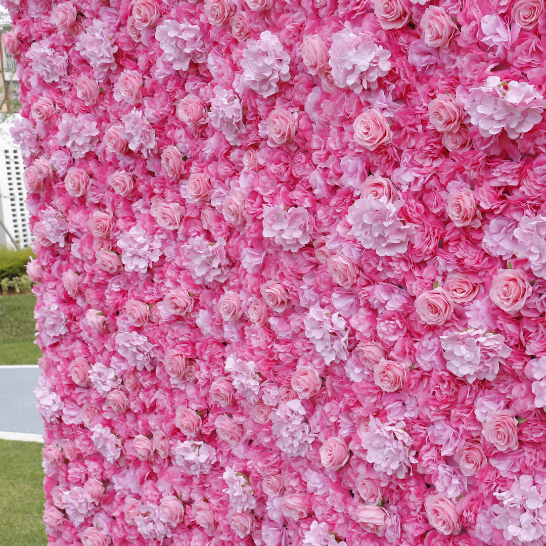 BD-022 3D Fabric Artificial Flower Backdrop Rolling Up Curtain Flower Wall - 8ft*8ft