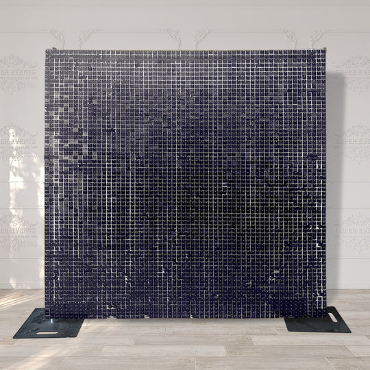 Shimmer Wall Panels / Clip Hole Backing &amp; Square Sequins - Black