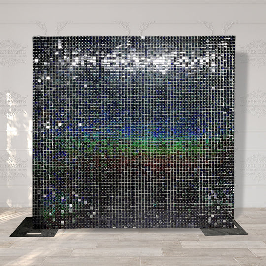 Shimmer Wall Panels / Clip Hole Backing &amp; Square Sequins - Laser Black