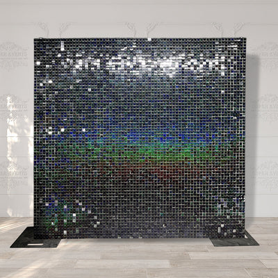 Shimmer Wall Panels / Clip Hole Backing & Square Sequins - Laser Black