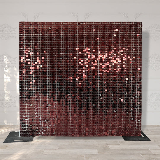 Shimmer Wall Panels / Clip Hole Backing &amp; Square Sequins - Red Brown