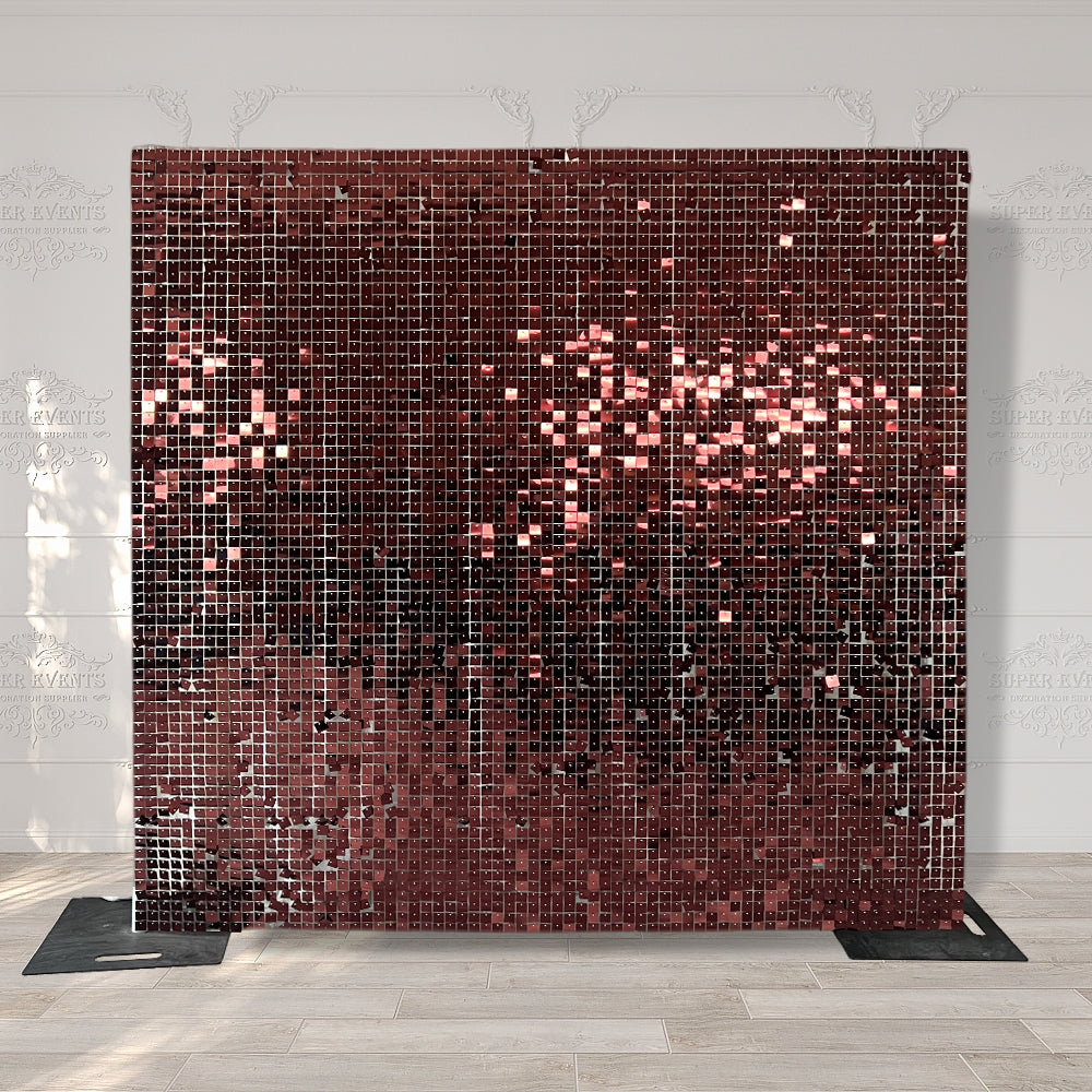 Shimmer Wall Panels / Clip Hole Backing & Square Sequins - Red Brown