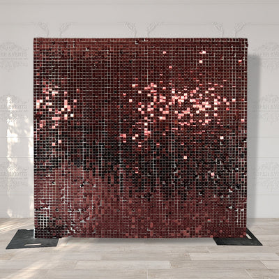 Shimmer Wall Panels / Clip Hole Backing & Square Sequins - Red Brown