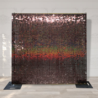 Shimmer Wall Panels / Black Backing & Square Sequins - Laser Red Brown