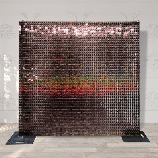 Shimmer Wall Panels / Clip Hole Backing &amp; Square Sequins - Laser Red Brown