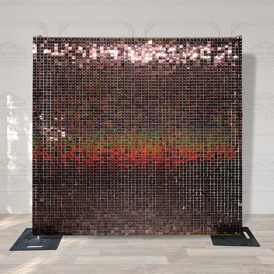 Shimmer Wall Panels / Clip Hole Backing & Square Sequins - Laser Red Brown