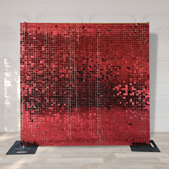 Shimmer Wall Panels / Black Backing &amp; Square Sequins - Wine Red