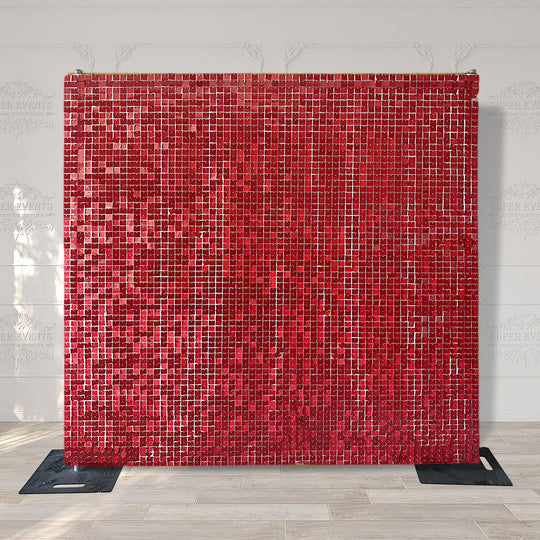 Shimmer Wall Panels / Clip Hole Backing &amp; Square Sequins - Red