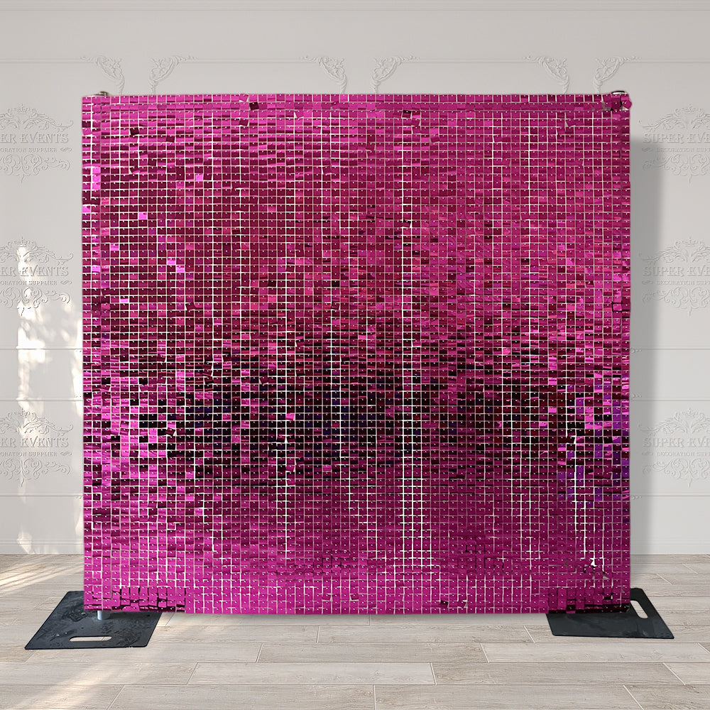 Shimmer Wall Panels / Black Backing &amp; Square Sequins - Purple Red
