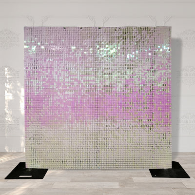 Easy Connect Shimmer Wall Panels / Transparent Grid Backing & Square Sequins - Lemon Pink