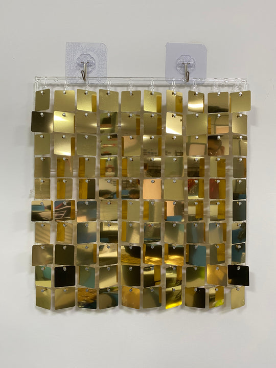 Easy Connect Shimmer Wall Panels / Transparent Grid Backing &amp; Square Sequins - Light Gold