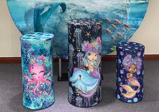 Cylinder Plinth Fabric Cover Set - 3 Pieces