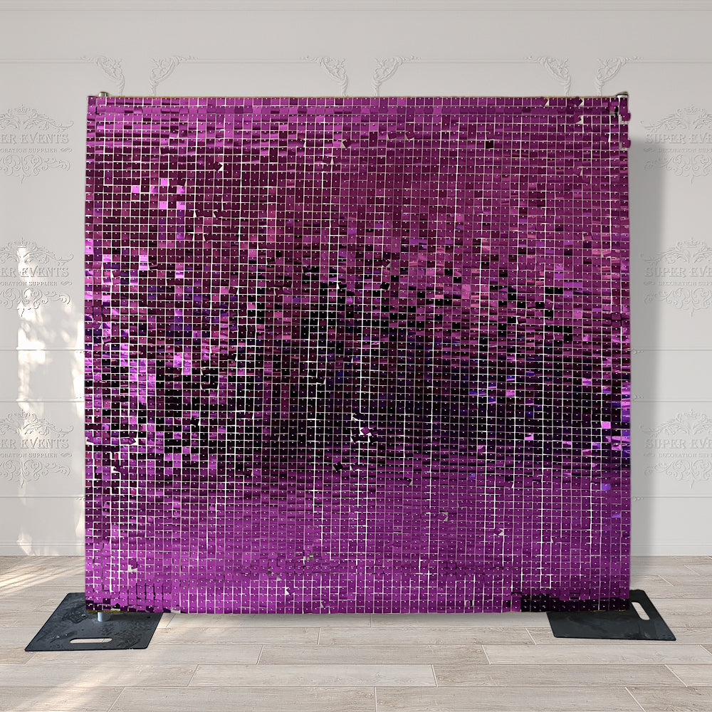 Easy Connect Shimmer Wall Panels / Transparent Grid Backing &amp; Square Sequins - Purple