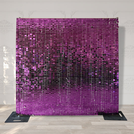 Easy Connect Shimmer Wall Panels / Transparent Grid Backing &amp; Square Sequins - Purple