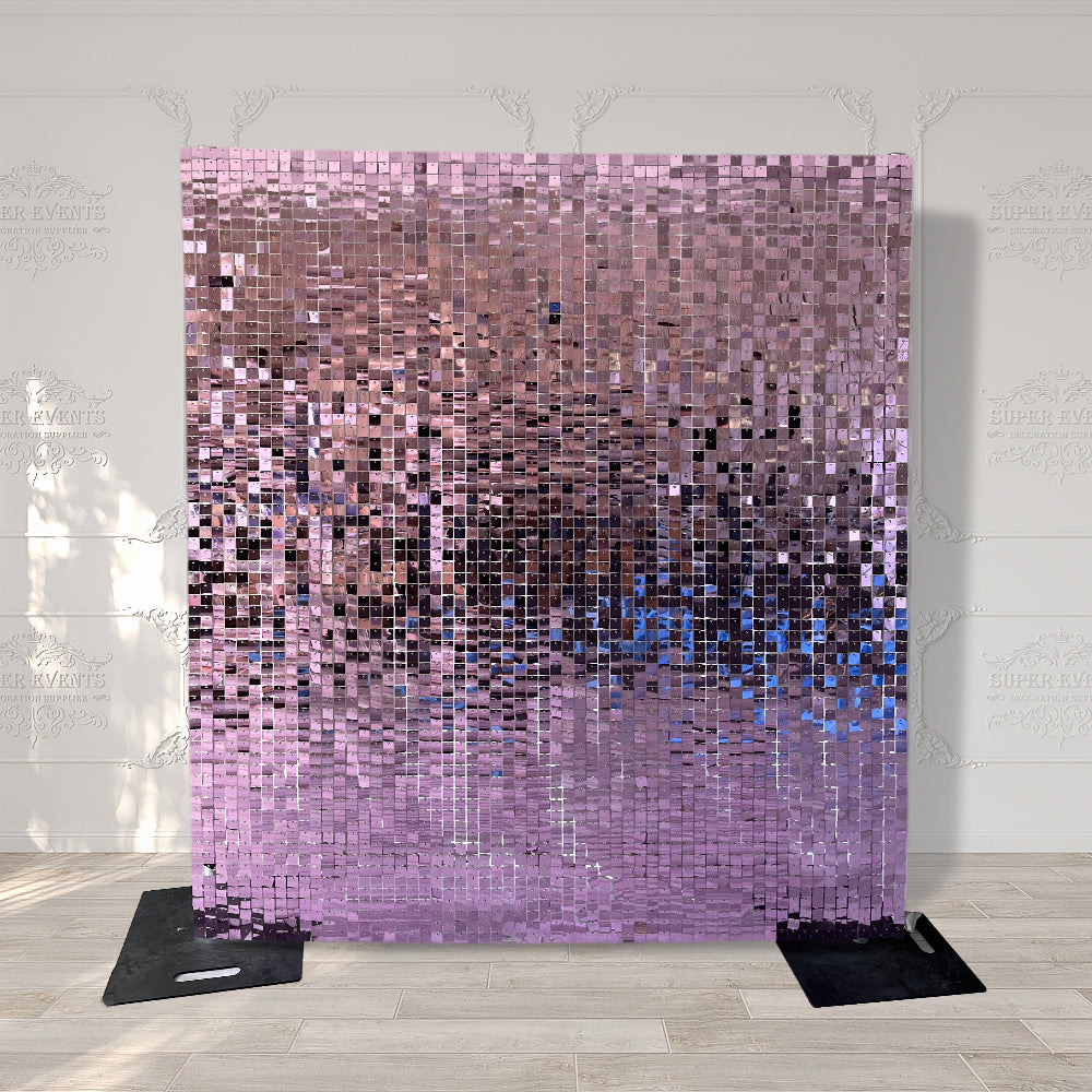 Easy Connect Shimmer Wall Panels / Transparent Grid Backing & Square Sequins - Light Purple