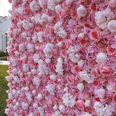 BD-035 2D Fabric Artificial Flower Backdrop Rolling Up Curtain Flower Wall - 8ft*8ft